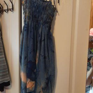 blue patterned dress